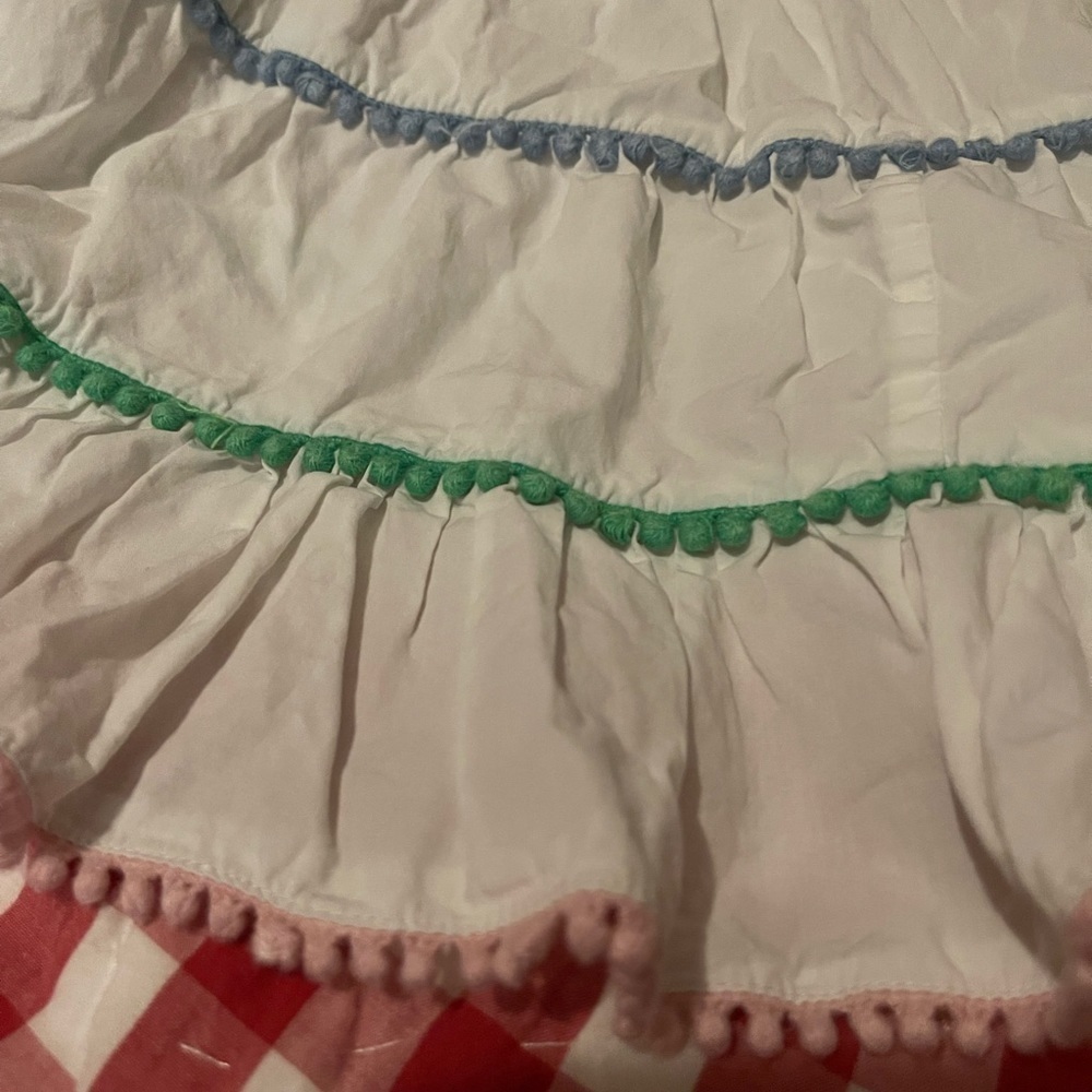 Mini Boden White Pom Pom Twirl Ruffle Skirt Girl's Size 5-6Y - Picture 5 of 9